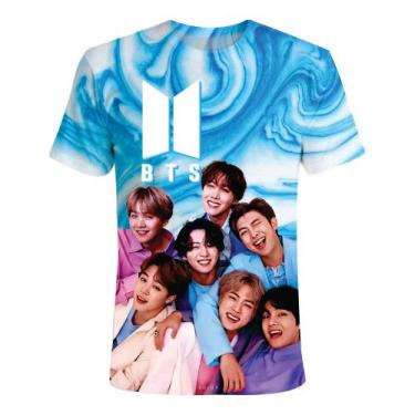 Imagem de Camiseta Feminina BTS-Azul - FFC CONFECÇÕES