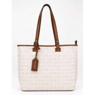 Imagem de Bolsa Feminina Tote Veryrio Monograma material ecológico Grande, Branc