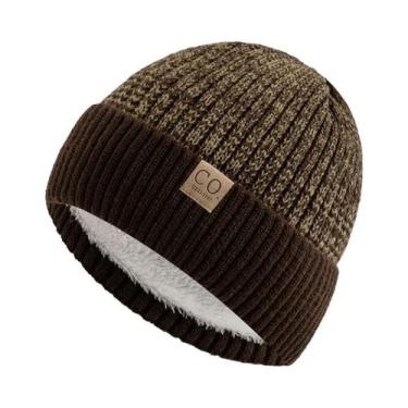 Imagem de Gorro De Inverno Unissex Forrado Com Pelúcia, Quente, Bicolor, Tricota