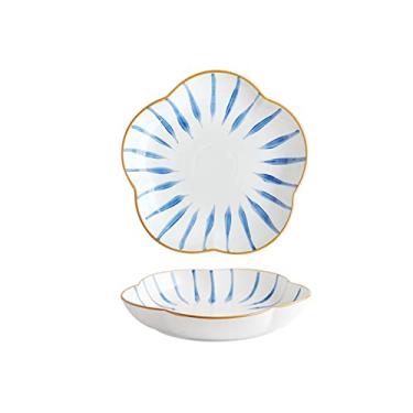 Imagem de Prato de macarrão, prato de jantar de cerâmica criativo para casa, 20 cm, prato de porcelana feito à mão, prato de salada, prato de peixe seguro para micro-ondas/lava-louças (tamanho: C)