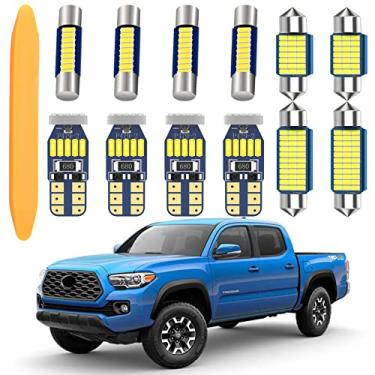 Imagem de WEIMELTOY Kit de luz interior LED pacote para Toyota Tacoma 2005-2021 luzes de mapa interno + luzes espelho de espelho + luzes de placa de licença + ferramenta de instalação (12 lâmpadas LED no total)