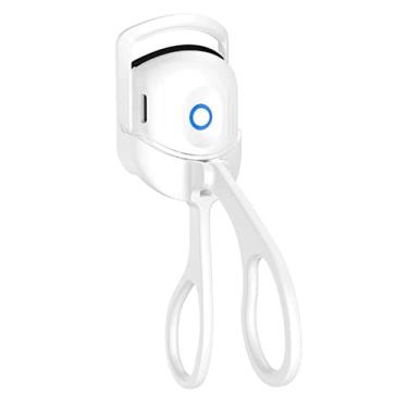 Imagem de Modelador de cílios aquecido, modelador de cílios elétrico recarregável, 2 controles de temperatura, carregamento USB, 30 segundos, plástico quente, modelador de cílios portátil para casa (branco)