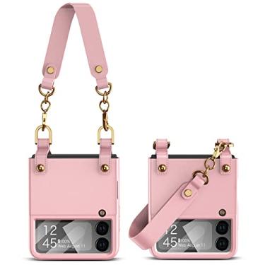 Imagem de Estojo para bolsa de pulseira antichoque para Samsung Galaxy Z Flip 4 Flip4 Flip 3 5 5G flip5 Flip3 Zflip 4 Zflip3 Filme protetor de lente, rosa, para Samsung Z Flip 4