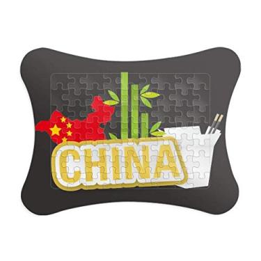 Imagem de China Mapa de bambu amarelo China Town, moldura de quebra-cabeça decoração de imagem enfeite de quebra-cabeça