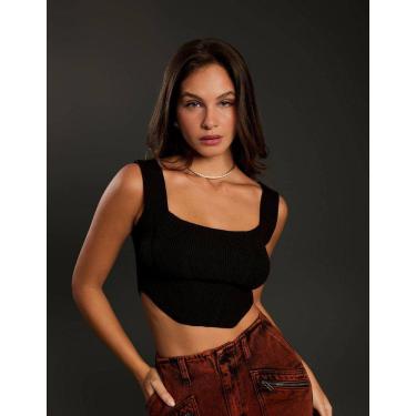 Imagem de Cropped Zinzane Feminino Tricot Corselet - Preto