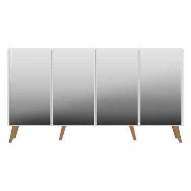 Imagem de Aparador Buffet Retrô Com Espelho Multimóveis Branco/natural