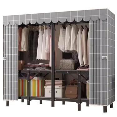 Imagem de Armário de guarda-roupa de liga de ferro com capa de pano Armário de guarda-roupa portátil Armário de armazenamento de grande capacidade Roupeiros extra resistentes
