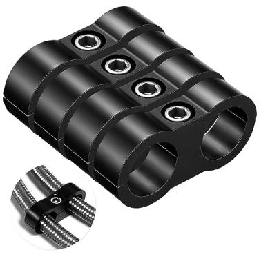 Imagem de - Grampo separador de mangueira 10AN - Grampos de montagem de linha de combustível, adaptador de mangueira de alumínio, ótimo para mangueira de combustível 5/8, linha de óleo, linha de freio, tubo de água e linha de gás, 4 peças/pacote, preto