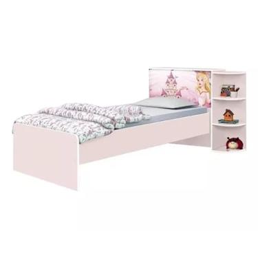 Imagem de Cama De Solteiro Rosa Para Menina com Cabeceira Baú Luxo Personagem Princesas Liz Para Colchões de 1,88x0,88