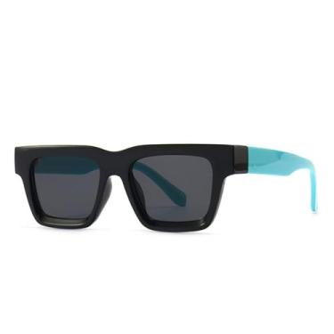 Imagem de Óculos de sol quadrados coloridos femininos retrô uv400 óculos de sol gradiente masculino, preto azul cinza, tamanho único
