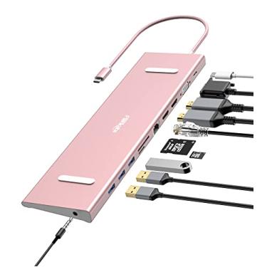 Imagem de Estação de acoplamento USB C Monitor duplo/monitores triplos, dock USB C, hub USB-C com 2 HDMI, PD 100W, SD/TF, Ethernet, 3 portas USB 3.0, VAG, áudio, adaptador multiporta de hub USB C