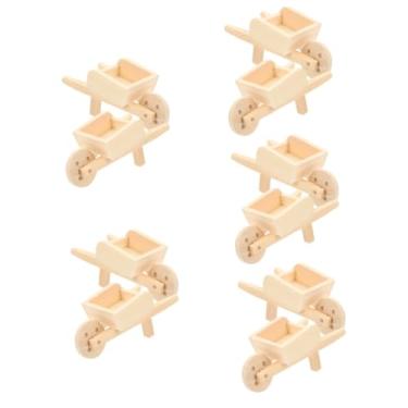Imagem de Toyvian 10 Peças Mini Carrinho De Fadas Decoração De Jardim Brinquedos Infantis Em Miniatura Carrinhos De Mão De Madeira Modelos De Decoração De Casa De Boneca Playset De Madeira