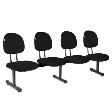 Imagem de Longarina Executiva 4 Lugares Tecido Preto - Shop Cadeiras