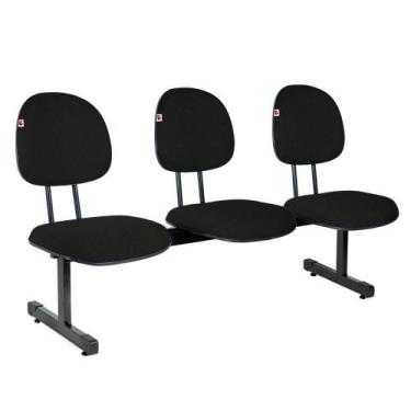 Imagem de Longarina Executiva 3 Lugares Tecido Preto - Shop Cadeiras