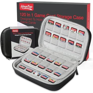 Imagem de HEYSTOP Capa de jogo 120 Switch, suporte de jogo compatível com Nintendo Switch ou modelo OLED ou Steam Deck, jogo PS Vita, estojo de armazenamento de cartões SD