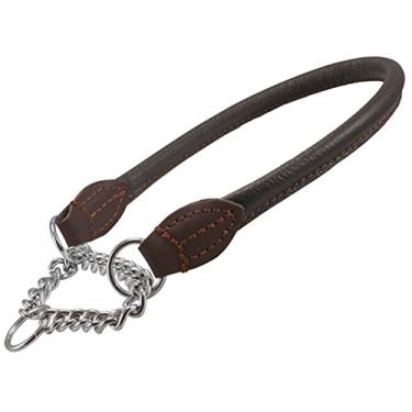Imagem de Gargantilha de couro genuíno com coleira para cachorro Martingale marrom 7 tamanhosDogs My Love #4 - Neck Circumf.12.25"-13.75" marrom AM-Z-513-6
