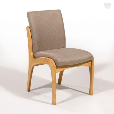 Imagem de Cadeira de Jantar Estofada Lisboa Madeira Mel Linho Marrom Claro L87 RMI