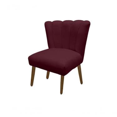 Imagem de Cadeira Pétala Flor Para Sala De Estar Penteadeira Salão Suede Bordô