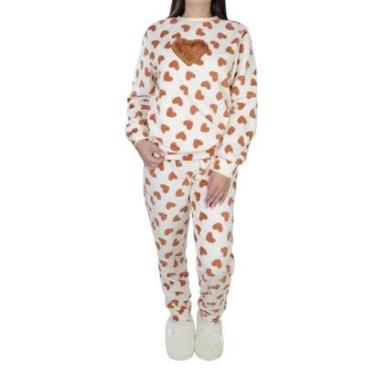 Imagem de Pijama Feminino Recco Longo Fleece Estampado Coração - 15763-Feminino