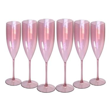 Imagem de Kit 10 Taças de Champanhe Cristal Rose Gold Acrilico Festa Aniversario Casamento evento mimo decoração espumante comemoração