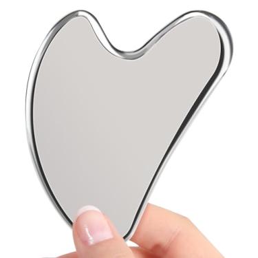 Imagem de Ferramenta de massagem facial e corporal Gua Sha de aço inoxidável - Ferramenta de esculpir rosto e corpo Guasha