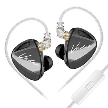 Imagem de KZ Monitores intra-auriculares Vader, IEM de driver triplo com isolamento de ruído profissional com 4 interruptores de afinação, clareza em todas as frequências, som estéreo, fones de ouvido