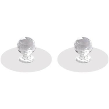Imagem de Puxador de gaveta invisível puxa botões de gaveta de porta de cristal de diamante auto-adesivo armário guarda-roupa móveis alças ganchos, 2 peças, 5x2.3cm