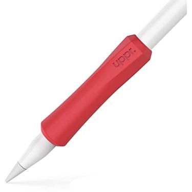 Imagem de UPPERCASE Designs NimbleGrip Suporte ergonômico de silicone premium, design de dupla face, compatível com Apple Pencil Pro, USB-C, 2ª geração, 1ª geração (pacote com 1, vermelho)