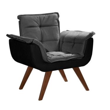 Imagem de Poltrona Pé Palito Decoração Sala Quarto Recepção Bella Opala Preto/Grafite