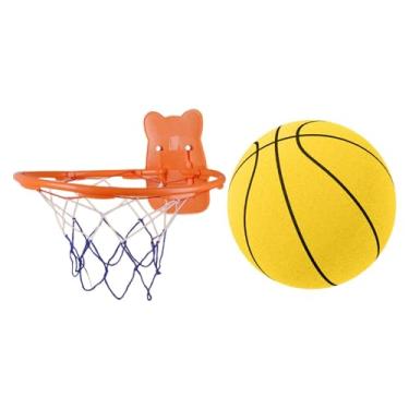 Imagem de UGPLM Bola de basquete silenciosa com argola, bola saltitante, brinquedo interativo portátil para, bola esportiva para presente de festa, amarelo