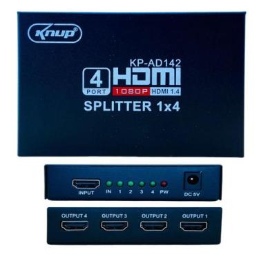 Imagem de Splitter Hdmi Knup 1X4 Divisor De Vídeo Projetor Monitor Tv