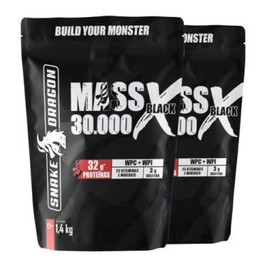 Imagem de Kit 2x Snake Dragon Hipercalórico Mass X Black 30.000 Refil 1,4Kg 724 Kcal + Whey Protein Isolado e Concentrado 25 Vitaminas e Minerais Proteínas (2,8Kg, Chocolate ao Leite)