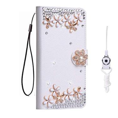 Imagem de Capa para Nokia X10, capa Nokia X20, carteira de couro brilhante, capa protetora para celular e alça de pescoço [suporte] [fecho magnético] para Nokia X10 / capa de telefone Nokia X20 (cinco flores)