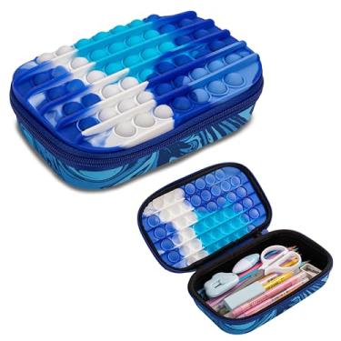 Imagem de ZIPIT Caixa de armazenamento Pop, caixa de lápis Fidget Toy para crianças, estojo sensorial Push It de silicone, armazenamento de grande capacidade, comporta até 60 canetas (azul)