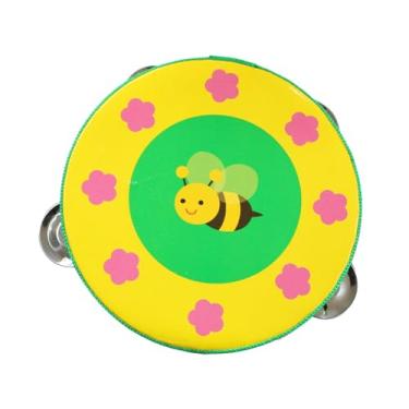 Imagem de Deevoka Pandeiro de madeira Pandeiro de mão Tambor Sino Instrumento musical Pandeiro de fileiras duplas para festa Concerto Jogo Brinquedos Crianças, Abelha, 15cm