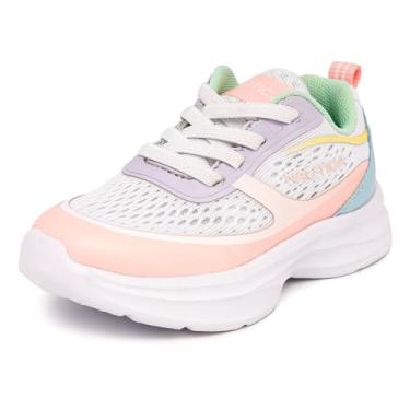 Imagem de Nautica Tênis infantil para meninos e meninas – Max Cushion Fashion Tênis de corrida e caminhada com cadarço/elástico (bebê/criança pequena/criança grande), Rosa, branco, 18