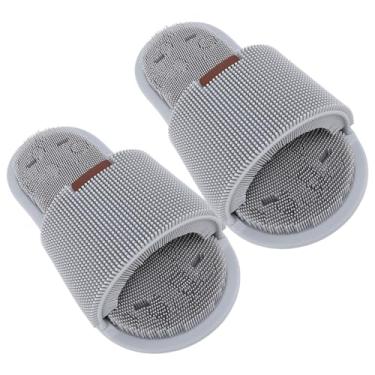 Imagem de Chinelos para Esfregar Os Pés, Chinelos para Esfregar Os Pés Com Ventosa, 1 par de Limpeza de Pés para Chuveiro (Cinza)