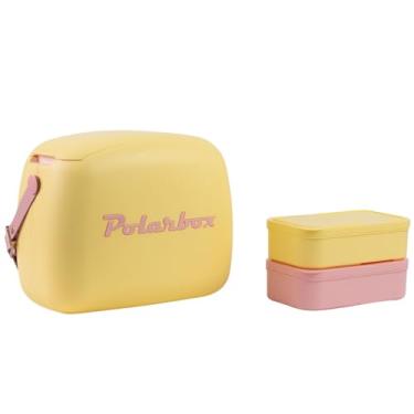 Imagem de Polarbox Lancheira térmica | Lancheira retrô para piquenique reutilizável lancheira mini bolsa de mão vintage inclui 2 recipientes para comida! Trabalho de comida e bebidas, viagem, praia,