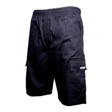 Imagem de Kit 3 Bermudas Calção Brim Sarja Elástico Cordão Cargo 5 Bolsos Mascul