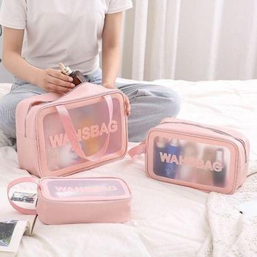 Imagem de Bolsa Necessaire Washbag Transparente Para Maquiagem - oem, Rosa, Chic