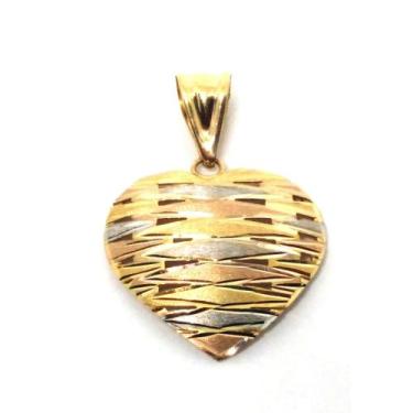 Imagem de Pingente em ouro 18k coração tricolor - Elegancy Joias