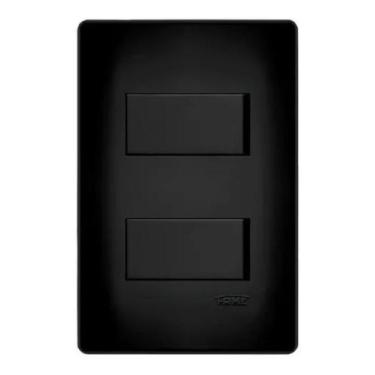 Imagem de 2 Interruptores Simples Preto Distantes 16a/250v Com Placa Suporte - F