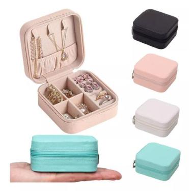 Imagem de Porta Joias Portátil Bijuteria Anéis Estojo Portátil Viagem Com Zíper 