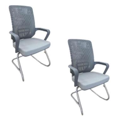 Imagem de Kit 02 Cadeiras Fixas Pé S Adrix Plaxmetal Couro Eco Cinza