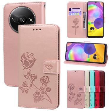 Imagem de Monwutong Capa carteira para Redmi A3, capa de couro PU à prova de choque com fecho magnético e slots de cartão de dinheiro coldre para telefone para Redmi A3, MG rosa