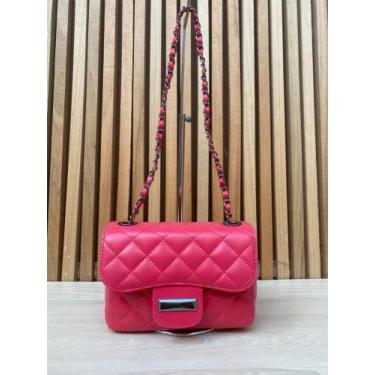 Imagem de Bolsa Feminina Ombro Transversal Alça Corrente - MANU SHOES, Goiaba, 1