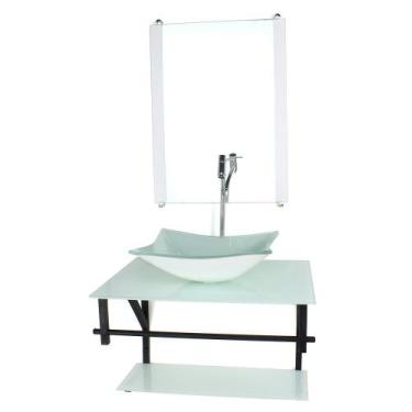 Imagem de Gabinete de vidro para banheiro 60cm ap cuba retangular  branco full c