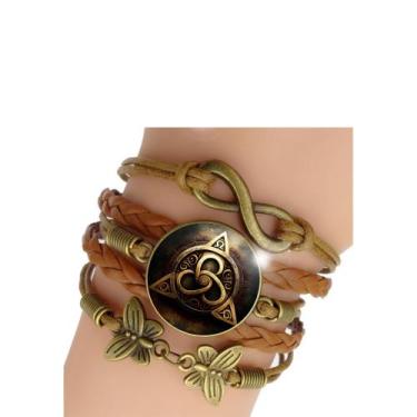 Imagem de Pulseira Feminina Triskelion Triquetra Símbolo Celta Ajustável - RECAN