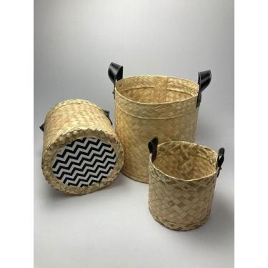 Imagem de Kit 3 Cestos De Palha Cachepot - BrisaLua