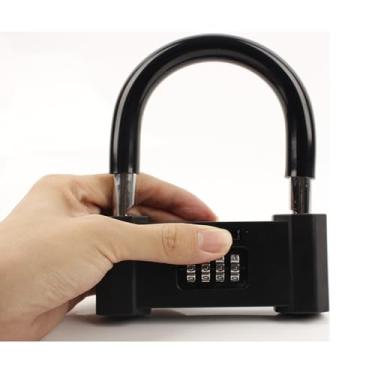 Imagem de Cadeado grande para uso externo à prova de intempéries, fechaduras de bicicleta de 8 cm não cortáveis, trava de combinação de 4 dígitos para bicicleta, bicicleta, escooter, motocicleta, armário de